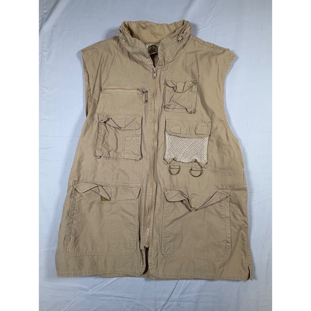 Nikkoata Exploration Team Mens Medium Khaki Cotton Multi Pocket Utility Vest